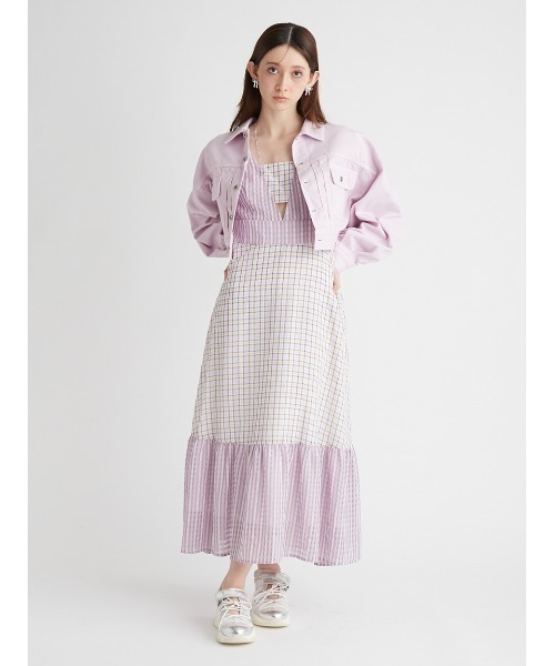 FURFUR（ファーファー）の「チェック柄ワンピース（ワンピース・レディース・ブラック/ラベンダー/ホワイト・FREE）」の6枚目の写真