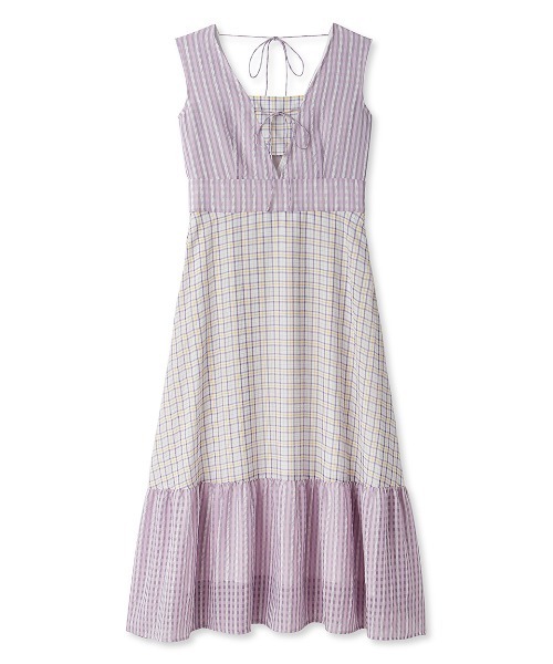 FURFUR（ファーファー）の「チェック柄ワンピース（ワンピース・レディース・ブラック/ラベンダー/ホワイト・FREE）」の5枚目の写真