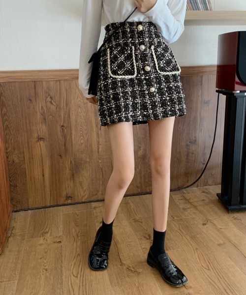 Miniministore(ミニミニストア)の「ツイードスカート レディース(スカート・レディース・ブラック/ダークベージュ・L/S/M/XL)」の9枚目の写真