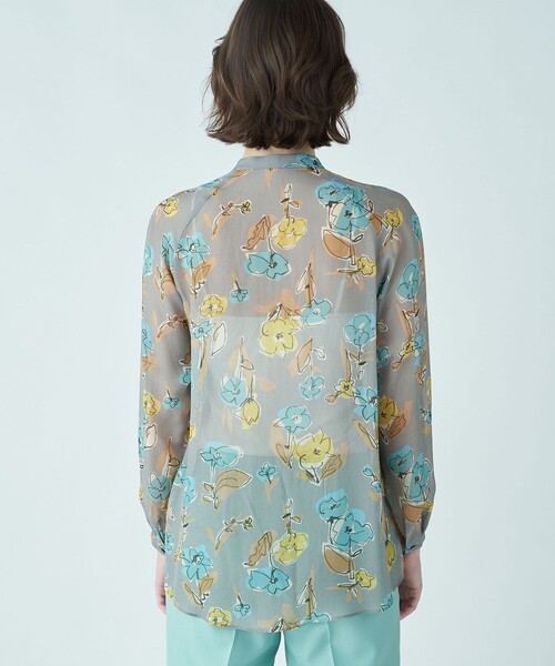 セール】リンズフラワープリント ボウタイブラウス（シャツ/ブラウス