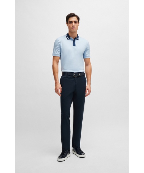 BOSS（ボス）の「コントラストストライプ シルケットコットン ポロシャツ（ポロシャツ・メンズ・ダークブルー/ホワイト/ライトブルー・XL/S/L/M/XXL/XXXL）」の8枚目の写真