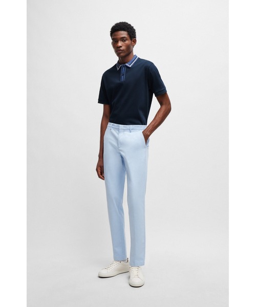 BOSS（ボス）の「コントラストストライプ シルケットコットン ポロシャツ（ポロシャツ・メンズ・ダークブルー/ホワイト/ライトブルー・XL/S/L/M/XXL/XXXL）」の11枚目の写真