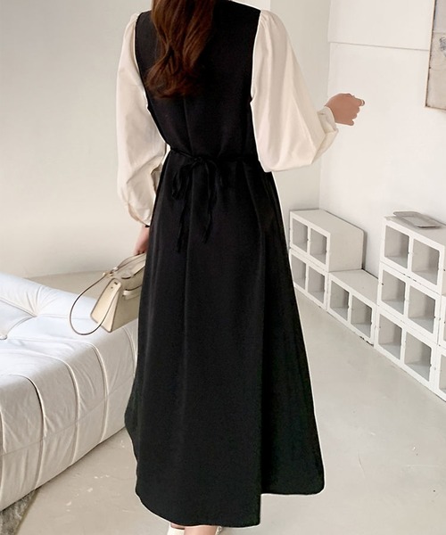 SHEPP(シープ)の「ドッキング フリルネックロングワンピース(ワンピース・レディース・ブラック・L/M/XXL/XL)」の2枚目の写真
