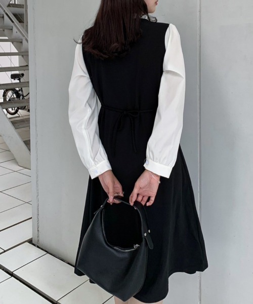 SHEPP(シープ)の「ドッキング フリルネックロングワンピース(ワンピース・レディース・ブラック・L/M/XXL/XL)」の10枚目の写真
