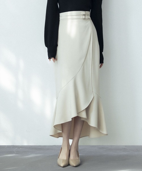 SAISON DE PAPILLON（セゾンドパピヨン）の「ラップ風ダブルベルトミモレ丈スカート（スカート・レディース・ピンク/ベージュ/ブルーグレー/ブラック・S/M/L）」の22枚目の写真