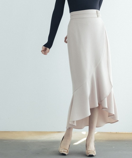 【SPORTMAX】GARBO ダブルラップベルト付き ミモレ丈 スカート セゾンドパピヨン SAISON DE PAPILLON ラップ風ダブルベルト