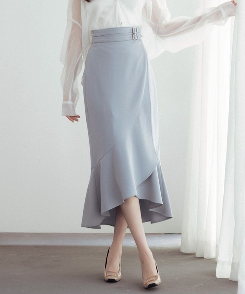 【SPORTMAX】GARBO ダブルラップベルト付き ミモレ丈 スカート セゾンドパピヨン SAISON DE PAPILLON ラップ風ダブルベルト