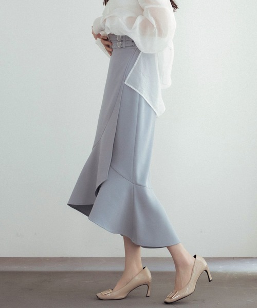 SAISON DE PAPILLON（セゾンドパピヨン）の「ラップ風ダブルベルトミモレ丈スカート（スカート・レディース・ピンク/ベージュ/ブルーグレー/ブラック・S/M/L）」の14枚目の写真