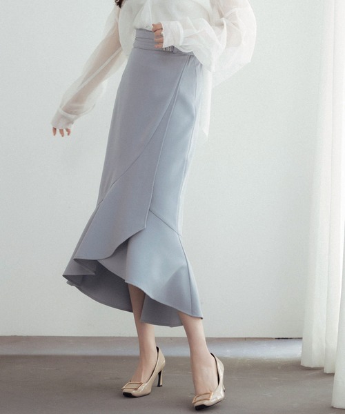 SAISON DE PAPILLON（セゾンドパピヨン）の「ラップ風ダブルベルトミモレ丈スカート（スカート・レディース・ピンク/ベージュ/ブルーグレー/ブラック・S/M/L）」の15枚目の写真