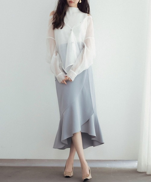 SAISON DE PAPILLON（セゾンドパピヨン）の「ラップ風ダブルベルトミモレ丈スカート（スカート・レディース・ピンク/ベージュ/ブルーグレー/ブラック・S/M/L）」の16枚目の写真