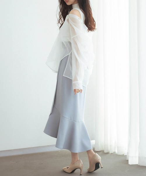 SAISON DE PAPILLON（セゾンドパピヨン）の「ラップ風ダブルベルトミモレ丈スカート（スカート・レディース・ピンク/ベージュ/ブルーグレー/ブラック・S/M/L）」の17枚目の写真