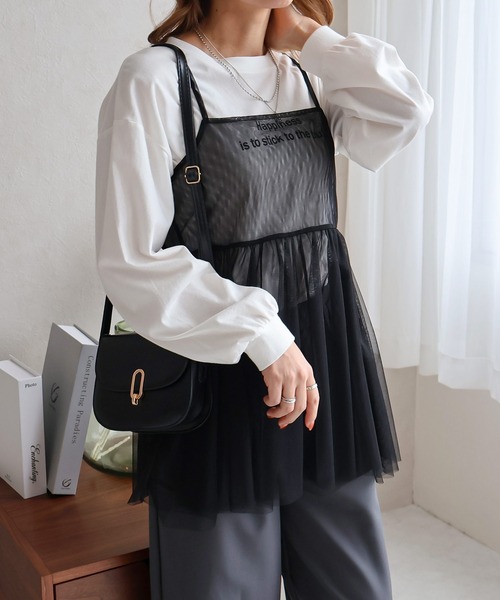Social GIRL(ソーシャルガール)の「バックリボン チュールキャミソール ビスチェ(キャミソール・レディース・ネイビー/ブラック/アイボリー/ラベンダー/グレー・M)」の11枚目の写真