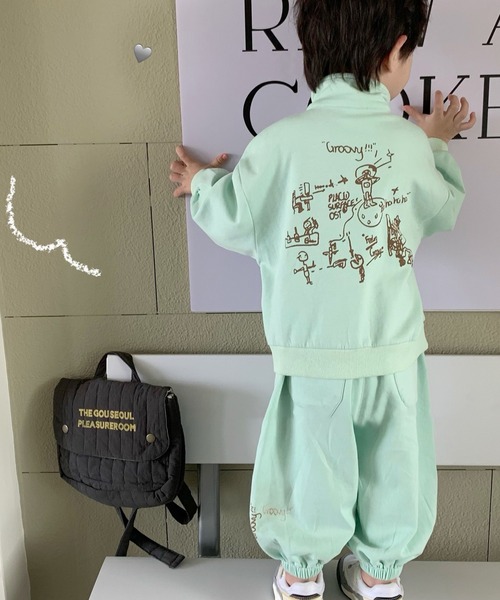 【aimoha-KIDS-】子供服 スポーツ風スウェットセットアップ（セットアップ）｜aimoha（アイモハ）