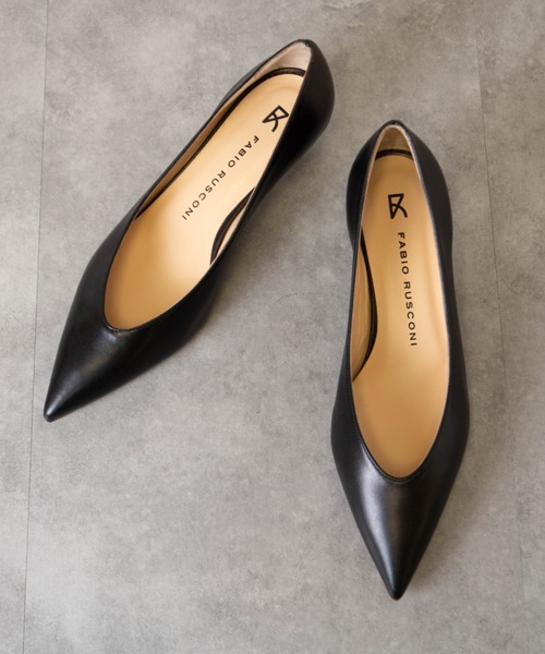 FABIO RUSCONI/ファビオルスコーニ】ポインテッドトゥパンプスレザー