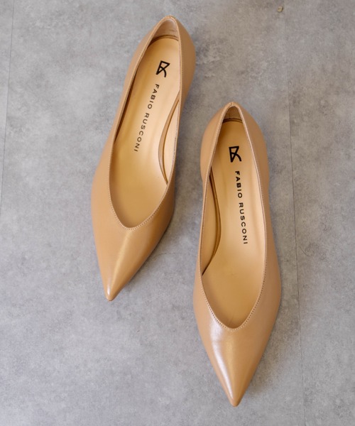 FABIO RUSCONI/ファビオルスコーニ】ポインテッドトゥパンプスレザー