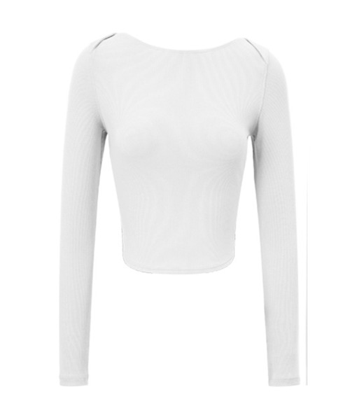 HYSSHOP（エイチワイエスショップ）の「レディース 長袖バックシャンカットアウトクロップドヨガトップス ピラティスウェア[トレーニングウェア/ジムウェア/ピラティスウェア]（その他トップス・レディース・ブラック/ライトブルー/ダークブラウン/ホワイト・S/L/M/XL）」の5枚目の写真