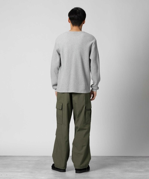 BACK NUMBER（バックナンバー）の「BACK NUMBER(バックナンバー)【S〜2XL展開】ワッフルクルー長袖Tシャツ（Tシャツ/カットソー・メンズ・ホワイト/ブラック/グレー・S/M/L/XL/XXL）」の9枚目の写真