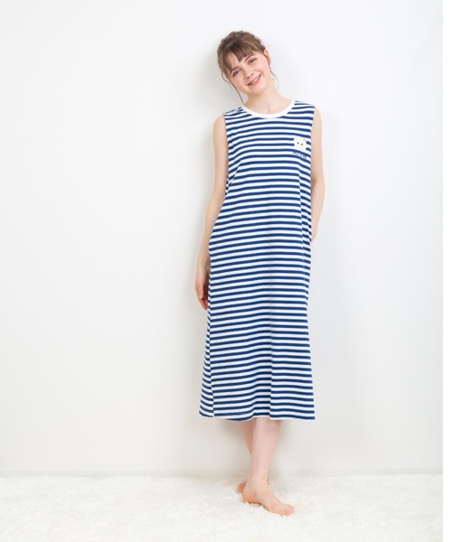 【セール】【PAUL&JOE】 ジプシープリント ボーダーノースリーブワンピース（ルームウェア/パジャマ）｜PAUL&JOE（ポールアンドジョー）