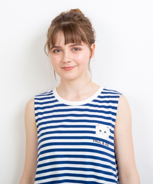 【セール】【PAUL&JOE】 ジプシープリント ボーダーノースリーブワンピース（ルームウェア/パジャマ）｜PAUL&JOE（ポールアンドジョー）