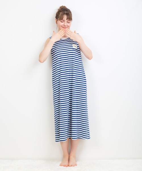 【セール】【PAUL&JOE】 ジプシープリント ボーダーノースリーブワンピース（ルームウェア/パジャマ）｜PAUL&JOE（ポールアンドジョー）