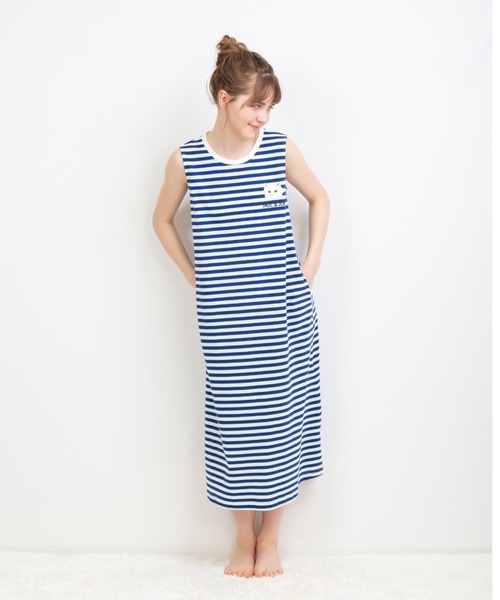 【セール】【PAUL&JOE】 ジプシープリント ボーダーノースリーブワンピース（ルームウェア/パジャマ）｜PAUL&JOE（ポールアンドジョー）