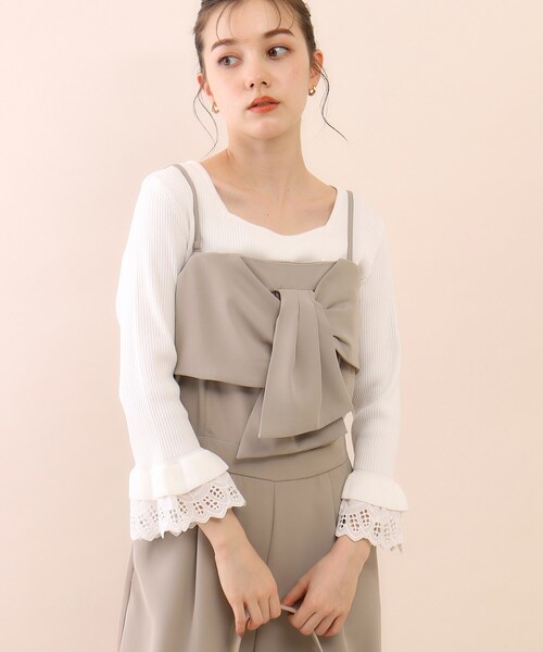 index（インデックス）の「◆2way ツイストリボンキャミサロペット【ストレッチ/洗濯機洗い可】（サロペット/オーバーオール・レディース・ブラック/ベージュ・38/36/40）」の7枚目の写真