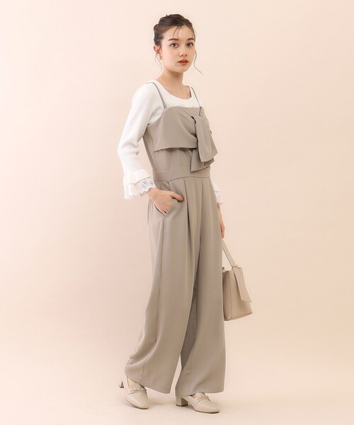 index（インデックス）の「◆2way ツイストリボンキャミサロペット【ストレッチ/洗濯機洗い可】（サロペット/オーバーオール・レディース・ブラック/ベージュ・38/36/40）」の8枚目の写真