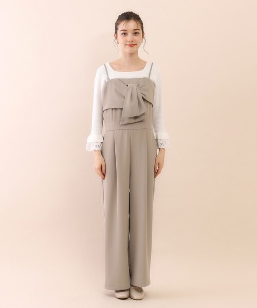 index（インデックス）の「◆2way ツイストリボンキャミサロペット【ストレッチ/洗濯機洗い可】（サロペット/オーバーオール・レディース・ブラック/ベージュ・38/36/40）」の11枚目の写真