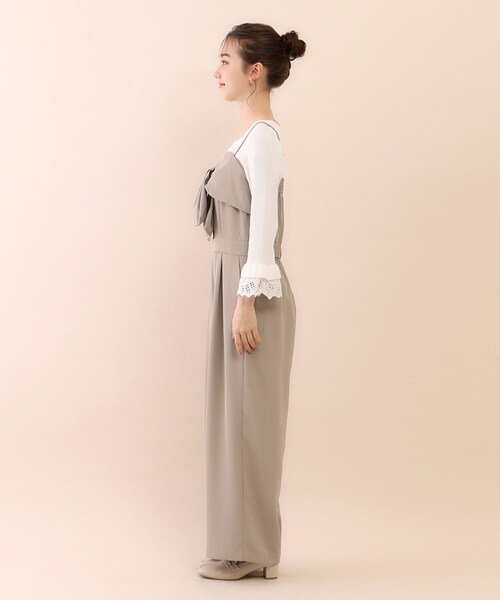 index（インデックス）の「◆2way ツイストリボンキャミサロペット【ストレッチ/洗濯機洗い可】（サロペット/オーバーオール・レディース・ブラック/ベージュ・38/36/40）」の12枚目の写真