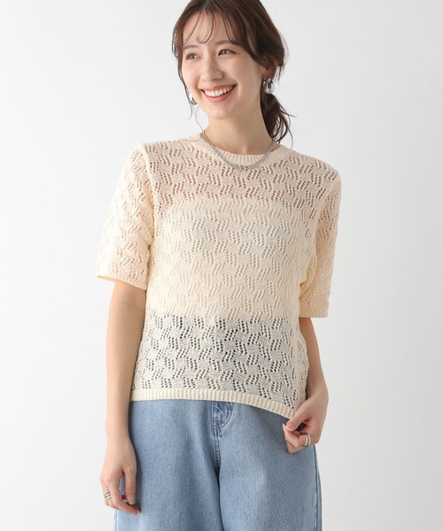 LEPSIM（レプシィム）の「7ゲージ5分袖テープヤーン　112015（ニット/セーター・レディース・ブラック/キナリ・FREE）」の10枚目の写真