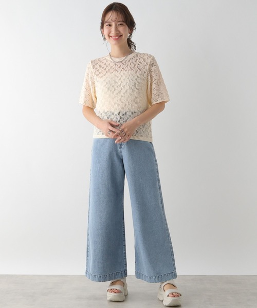 LEPSIM（レプシィム）の「7ゲージ5分袖テープヤーン　112015（ニット/セーター・レディース・ブラック/キナリ・FREE）」の12枚目の写真