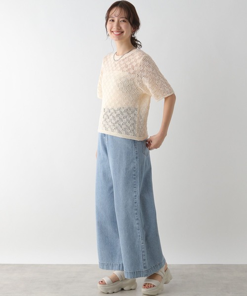 LEPSIM（レプシィム）の「7ゲージ5分袖テープヤーン　112015（ニット/セーター・レディース・ブラック/キナリ・FREE）」の14枚目の写真