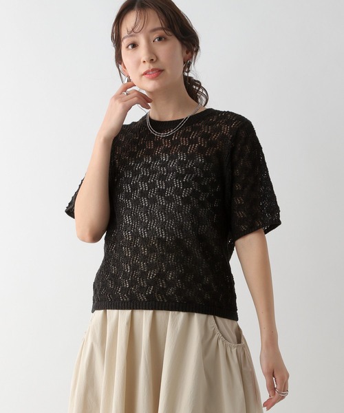 LEPSIM（レプシィム）の「7ゲージ5分袖テープヤーン　112015（ニット/セーター・レディース・ブラック/キナリ・FREE）」の16枚目の写真