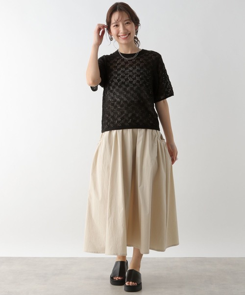 LEPSIM（レプシィム）の「7ゲージ5分袖テープヤーン　112015（ニット/セーター・レディース・ブラック/キナリ・FREE）」の18枚目の写真