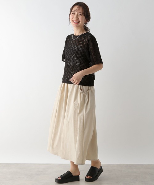 LEPSIM（レプシィム）の「7ゲージ5分袖テープヤーン　112015（ニット/セーター・レディース・ブラック/キナリ・FREE）」の20枚目の写真