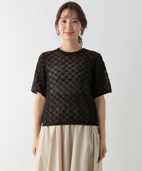 LEPSIM（レプシィム）の「7ゲージ5分袖テープヤーン　112015（ニット/セーター・レディース・ブラック/キナリ・FREE）」の21枚目の写真