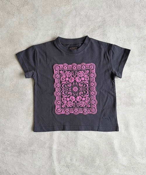 BIG FIELD（ビッグフィールド）の「レースプリントTシャツ（80～150cm）（Tシャツ/カットソー・キッズ・レッド/チャコール/オフホワイト・120/110/100/95/90/80/150/140/130）」の3枚目の写真
