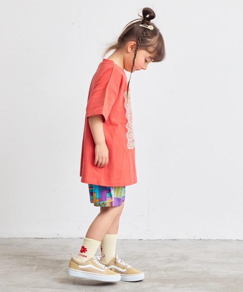 BIG FIELD（ビッグフィールド）の「レースプリントTシャツ（80～150cm）（Tシャツ/カットソー・キッズ・レッド/チャコール/オフホワイト・120/110/100/95/90/80/150/140/130）」の6枚目の写真