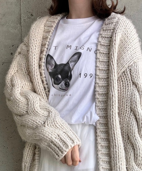セール】犬プリントデザインロングTシャツ（Tシャツ/カットソー