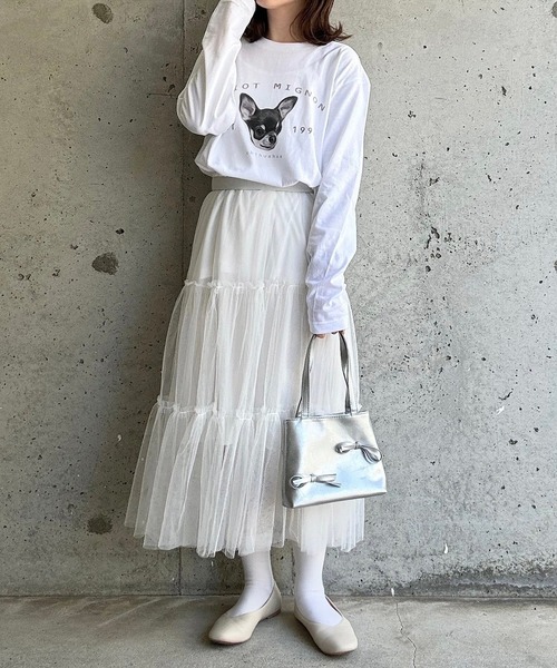 cuorequal(クオレコール)の「犬プリントデザインロングTシャツ(Tシャツ/カットソー・レディース・ホワイト・MEDIUM)」の15枚目の写真