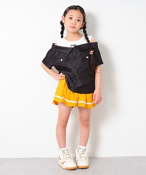 X-girl Stages（エックスガールステージス）の「【一部ショップ展開】サイドプリーツマリンショーツ（その他パンツ・キッズ・ベージュ/イエロー/ネイビー・100cm/110cm/120cm/130cm/140cm）」の3枚目の写真