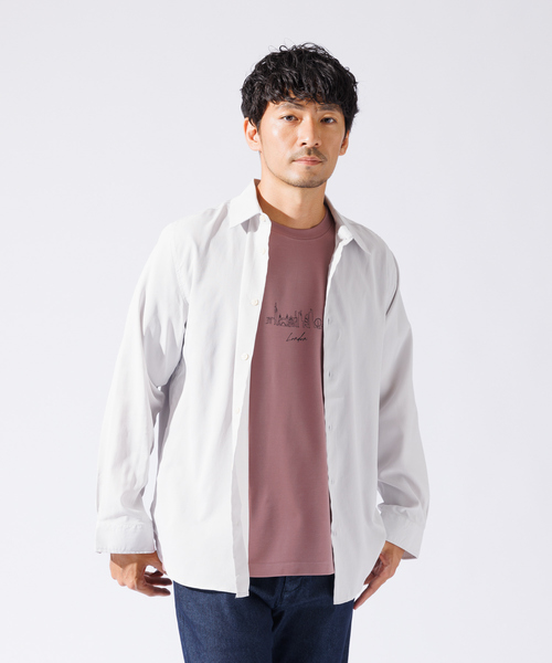 ABAHOUSE GRAY(アバハウスグレイ)の「【Air Hole Stretch】エアリー レギュラーカラー シャツ(シャツ/ブラウス・メンズ・ホワイト/ブラック/グレイッシュベージュ/ネイビー・46/50/48)」の2枚目の写真