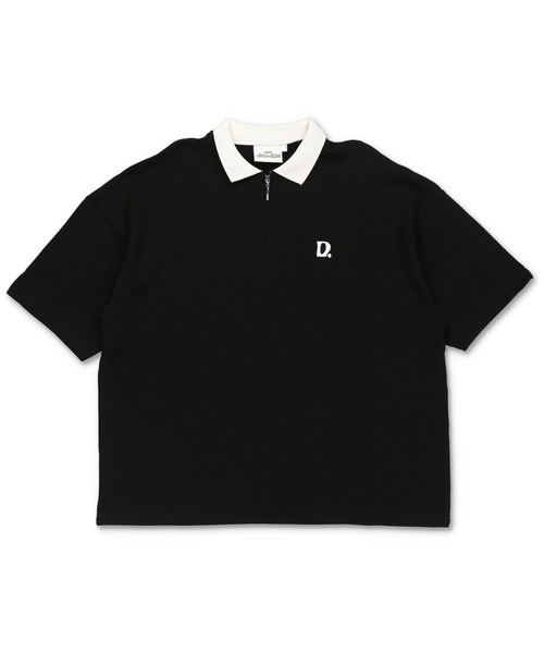 SPINNS(スピンズ)の「【ユニセックスで着用可能】ミニ裏毛半袖ハーフジップTシャツ D刺繍ロゴ(ポロシャツ・メンズ・ネイビー/ブラック/ワイン/ホワイト・ONESIZE)」の10枚目の写真