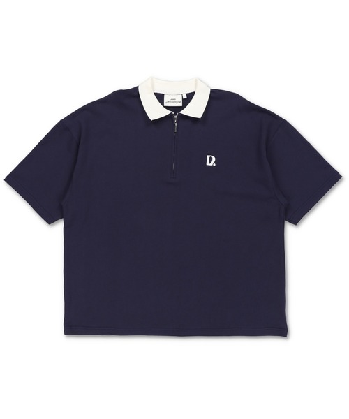 SPINNS(スピンズ)の「【ユニセックスで着用可能】ミニ裏毛半袖ハーフジップTシャツ D刺繍ロゴ(ポロシャツ・メンズ・ネイビー/ブラック/ワイン/ホワイト・ONESIZE)」の11枚目の写真