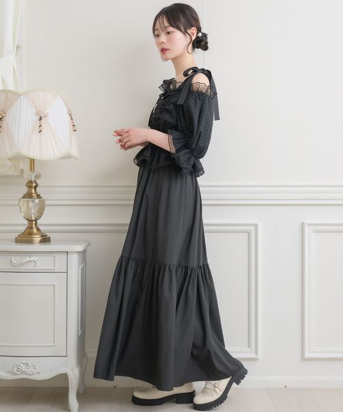 ems excite（エムズエキサイト）の「肩リボンチュールオフショルBL（シャツ/ブラウス・レディース・ピンク/ブラック系その他/ナチュラル・FREE）」の22枚目の写真