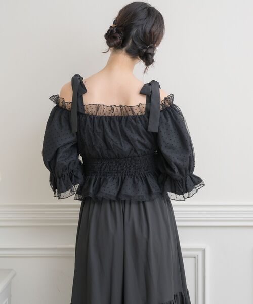 ems excite（エムズエキサイト）の「肩リボンチュールオフショルBL（シャツ/ブラウス・レディース・ピンク/ブラック系その他/ナチュラル・FREE）」の17枚目の写真