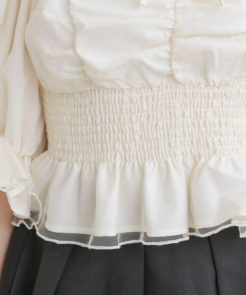 ems excite（エムズエキサイト）の「肩リボンチュールオフショルBL（シャツ/ブラウス・レディース・ピンク/ブラック系その他/ナチュラル・FREE）」の6枚目の写真