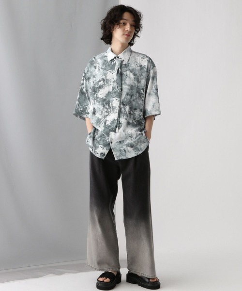 HARE（ハレ）の「BLURプリントボウタイシャツ(HARE)（シャツ/ブラウス・メンズ・ブラック/グレー/ブルー・SMALL/MEDIUM）」の20枚目の写真