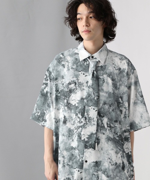 HARE（ハレ）の「BLURプリントボウタイシャツ(HARE)（シャツ/ブラウス・メンズ・ブラック/グレー/ブルー・SMALL/MEDIUM）」の19枚目の写真