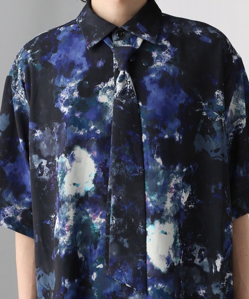 HARE（ハレ）の「BLURプリントボウタイシャツ(HARE)（シャツ/ブラウス・メンズ・ブラック/グレー/ブルー・SMALL/MEDIUM）」の13枚目の写真